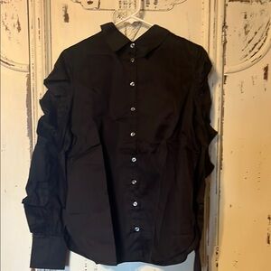 Black Button Down Blouse with Long Sleeves